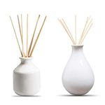 Mkd2 Rise Ceramic Reed Diffuser Aroma Pot for Home Fragrance Set of 2 (White)