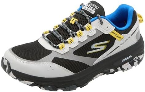 Skechers Men's GOrun Trail Altitude - Marble Rock 2.0 Lace-Up Trail Runner, Black/Grey/Yellow, US 10