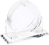 Clear Acrylic Drink Coasters with Stand Holder (4 Inches, 4 Pack)