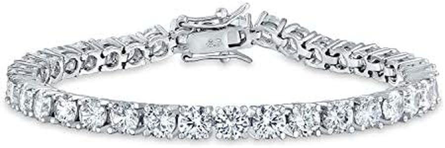 Bling Jewelry Joyería Tradicional De La Novia 20 Ct Aaa Cz Ronda Solitario Pulsera De Tenis Para Las Mujeres De La Boda De Circonio Cúbico .925 Plata De Ley Rodio 8 Pulgadas