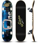 Sefulim 31 x 8 Inch Complete Skateboard 7 Layer Canadian Maple Double Kick Deck Concave Cruiser Trick Skateboard for Boys Girls Teens Adults Beginner