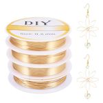 Pandahall 4 Rolls Jewelry Copper Wire 24 Gauge Beading 14K Gold Plated Copper Beading Wire Tarnish Resistant Wire for Bracelet Necklaces Beading Wrapping DIY Art Crafts