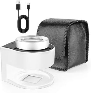 Rechargeable Magnifying Glass Jewelers Loupe, USB Rechargeable 30X Coin Magnifier with 6 Lights - Portable Metal Eye Loupe Sewing Magnifying Glass - White