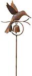 Ancient Graffiti Hummingbird with Bell Garden Stake, Flamed Copper Colored