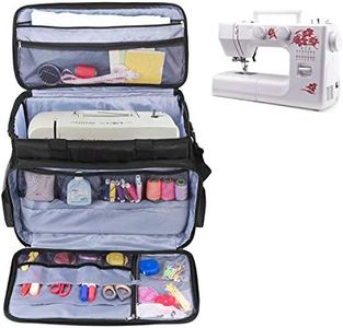 AHM Sewing Machine Carrying Bag with Removable Padding Pad, Stitching Silai Machine Universal Carry case with Shoulder Strap Compatible with Most Standard Usha Janome, Singer, Brother Machines -Black