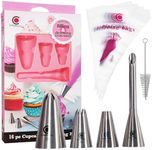 Cupcake Decorating Icing Tips and Piping Bags 16-Piece Set