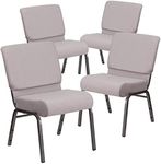 Flash Furniture 4 Pack HERCULES Series 21''W Church Chair in Gray Dot Fabric - Silver Vein Frame