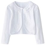 CHENXIN Girls Shrug Knit Long/Short Sleeve Lace Bolero Cardigan Shrug (White 1, 6-7T)