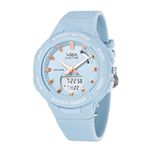 V2A Analog Digital Waterproof Fashion Sports Watch With Backlight Alarm Stopwatch For Women And Girls (Light Blue, Resin)