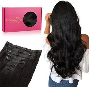 WENNALIFE Seamless Clip In Hair Extensions, 16 Inch 130g 7pcs Natural Black Hair Extensions Clip in Human Hair Invisible PU Skin Weft Natural Remy Human Hair Extensions