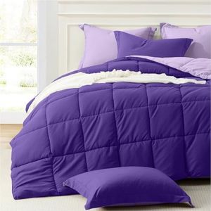 Homelike Moment King Size Comforter Set Purple, Comforters King Size Bed Sets, Lightweight Soft Down Alternative Bed Comforter Reversible All Season 3 Piece Sets with 2 Shams Purple/Lavender