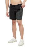 Revo Men's 2-In-1 Sports Shorts With Phone Pocket, Light Weight & Quick Dry For Gym, Running & Athletic Wear (Black, Medium)