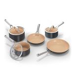 Ninja Extended Life 5-Piece Ceramic Cookware Set (20 & 24cm Frying Pans + 16, 18 & 20cm Saucepans & Lids), Non-Stick (No PFAs, PFOAs, Lead or Cadmium), Oven Safe to 285°C, Terracotta & Grey, CW95000UK