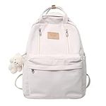 TIAASTAP Aesthetic Backpack School Bags for Teenage Girls Cute School Backpack Kawaii Backpack for School College Backpack Back to School Backpacks for Teenage Girls (White)