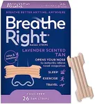 Breathe Right Nasal Strips Lavender Scent Extra Strength Tan Nasal Strips Help Stop Snoring Drug-Free Snoring Solution & Nasal Congestion Relief Caused By Colds & Allergies 26ct (packaging may vary)