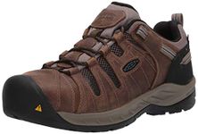 KEEN Utility Men's Flint 2 Low Height Steel Toe Waterproof Durable Construction Work Shoes, Cascade Brown/Orion Blue, 10.5 Wide