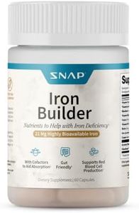 Natural Blood Builder Iron Supplements, 21mg Iron Pills to Increase Energy, Metabolism & Digestion, Absorbs Quickly Vitamins Organic Nutrients (60 Capsules)
