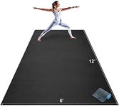 Gorilla Mats Premium Extra Large Yoga Mat – 12' x 6' x 8mm Extra Thick & Ultra Comfortable, Non-Toxic, Non-Slip Barefoot Exercise Mat – Works Great on Any Floor for Stretching, Cardio or Home Workouts