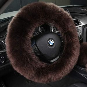 Andalus Luxurious Australian Sheepskin Long Wool Fuzzy Steering Wheel Cover, Anti-Slip 15 Inch Fluffy Steering Wheel Cover Offers a Plush Feel, Eco-Friendly Sheepskin Steering Wheel Cover (Mocha)