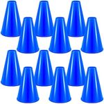 Woanger 12 Pieces Cheer Megaphone for Party Favors Sports Cheers Party Noisemaker DIY Plastic Megaphone for Party Sports Match Game Outdoor Activities(Blue)