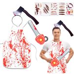 Tbczvx Butcher Halloween Costume, Fancy Dress Mens, Halloween Costumes MenTerrifying Clothing Halloween Decorative Supplies, Suitable for Party Events (8PCS)