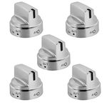 5 Packs Upgraded WB03X24818 Stove Knob, Stainless Steel Colored ge Gas Stove Knobs Replacements PS11729081 AP5989029, Range Burner Control Knob - 1 Year Warranty