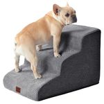 EHEYCIGA Curved Dog Steps for Bed, 3-Step Dog Stairs for Sofa, High Density Foam Pet Steps for Small Dogs and Cats, Pet Stairs for Couch, Non-Slip Dog Ramp with Washable Cover, 40x57x40cm, Dark Gray