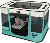 Foldable Pet Playpen, Waterproof Portable Pet Cat Dog Playpen Kennel Tent for Small Dog Cat, Removable Shade Cover, Come with Free Carrying Case, Indoor Outdoor Use for Small Animals, Green