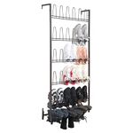 MyGift 5-Tier Wall Mounted Dark Brown Metal 18 Pair Boot and Shoe Storage Rack Organizer Stand