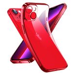 Supdeal Crystal Clear Case for iPhone 14 Plus, [Not Yellowing] [Camera Protection] [Military Grade Drop Tested] Transparent Shockproof Protective Phone Case Soft Silicone Slim Cover, 6.7 inch, Red