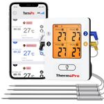 ThermoPro TP25 Bluetooth Meat Thermometer with 4 Temperature Probes Smart Wireless Digital Cooking Food Barbecue for Grilling Smart Oven Thermometer Rechargeable Smoker