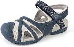 Luffymomo Womens Hiking Outdoor Sandals Sport Athtletic Beach Sandals with Closed Toe, Blue, 7