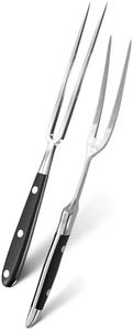 2 Pcs Carving Fork for Meat - Stainless Steel Meat Fork with Heat-Resistant Handle for Grilling, Cooking, Serving - Easy to Clean Straight and Curved Carving Utensils with Classic Two-Prong BBQ Design