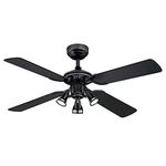 Westinghouse Lighting 73061 Princess Euro, Traditional Ceiling Fan with Light, 105 cm, Brushed Gun Metal Finish, Three Spot Lights