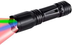 LUMENSHOOTER Upgraded Zoomable Red Flashlight, 4 Color in 1 Flash Light, Green Red Blue White Multi-Color RGBW Led with Memory for Night Vision, Fishing, Astronomy(Batteries Not Included)