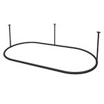 Naiture Stainless Steel Oval Shower Curtain Rod with Ceiling Support for Clawfoot Tub in 60" L X 30" W, Black Finish