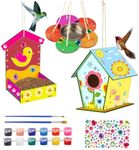 DIY Bird House Bird Feeder Kits for Children to Bulid, 3 Pack, Assembled Wooden Birdhouse Kits for Kids Painting, Unfinished Wooden Crafts Kits, Wooden Crafts for Girls & Boys