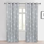 SHERWOOD Star Curtains Grey Eyelet Blackout Curtains for Kids Bedroom Living Room, 116x183cmx2 Panels