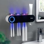 iHave UV Toothbrush Sanitizer, Electric Toothbrush Holder Wall Mounted with Toothpaste Dispenser, 3 Cups Toothbrush Holders for Bathroom, Smart Home Gadgets & Stylish Bathroom Accessories