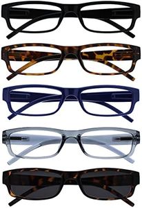 The Reading Glasses Company Black Brown Blue Grey Readers With Sun Reader Value 5 Pack Mens Womens RRRRS32-12372 +3.00