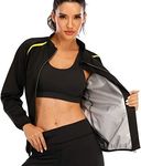 SEXYWG Women Sauna Jacket Slimming Sweat Sauna Suit Sauna Shirt Long Sleeve Workout Tops Body Shaper, Black, Medium