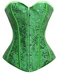 Martya Women's Satin Wiast Cincher Boned Bridal Lace Up Corset and Bustiers for Party Green