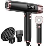 MESCOMB Dual Voltage Travel Hair Dryer with Diffuser, 1875W Dual Voltage Blow Dryer for Fast Drying and No Heat Damage, Low Noise | Lightweight | Compact, Travel Hair Dryer for Women & Men(100-240V)