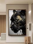 Artsense premium Wood abstract canvas balck panther Painting For Wall Decoration Abstract Wall Painting With Frame-Multicolor -20X30 Inches/(50X71Cm)