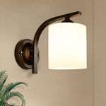 Wall Sconce 1 Light, Modern Wall Light Fixture, Matte Black Sconces Wall Lighting for Bedroom Kitchen Bathroom Hallway Porch, Wall Lamp with Milky White Glass Shade, E26 Socket (Bulb Not Included)