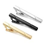 Roctee Men's Tie Clips, Neck Ties Necktie Tie Pins Clasp Tacks for Men with Gold Silver Black 3 Tone, Slim Tie Clip Accessories for Business Wedding and Daily Life, Official Occasions