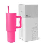 Simple Modern 40 oz Trek Tumbler with Handle and Straw | Insulated Stainless Steel Water Bottle Iced Coffee Cup Travel Mug | Gifts for Women | 40 oz | Raspberry Vibes