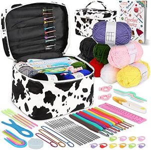 Coopay 8 Colors Yarn for Crocheting & 54PCS Crochet Kit with Case, Crochet Hook Set 0.6-6mm Beginners Crochet Set with Crochet Book and Crochet Accessories, Ideal Crochet Starter Kit for Crochet Lover