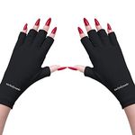 MelodySusie UV Gloves for Gel Nail Lamp, Professional UPF50+ UV Protection Gloves for Manicures, Art Skin Care Fingerless Glove for Women Men Protect Hands from Sun and Nail Dryer Harm (Black)