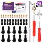 Swpeet 40Pcs Tire Valve Stem Puller Tools Set with Snap-in Valve Stems with Valve Stem Cores, Valve core Removal Wrench Dual Single Head Valve Core Remover 1Pcs 4-Way Valve Tool